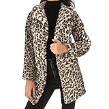 TianWlio Mäntel Frauen Herbst Winter Weihnachten Damen Leopard Winter Warme Faux Pelz Mantel Strickjacke Outwear Mantel Jacke