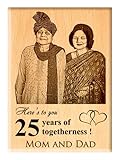 Engraveindia Personalized Unique Wedding Anniversary/Just Married Gift - Wooden Engraved Photo Plaque/Frame (5x4)