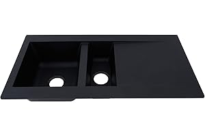 Respekta Denver Mineralite-Verbundstoffspüle in Schwarz / 1 Becken Einbauspüle in 100 x 50 cm/Spülbecken geeignet für Unterschränke ab 60 cm Breite