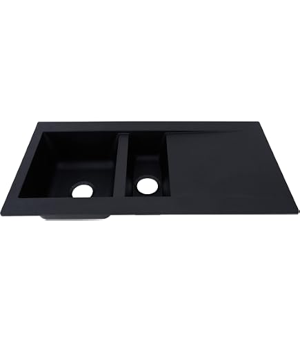 Schwarze Bauernhaus-Spüle 84 Cm – Einzelschale, Schamotte, Unterbaumontage, Mattschwarz