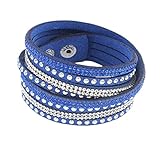 Cupcinu Mode Leder Mädchen Hand Schmuck heißen Bohren mehrschichtige Wicklung geflochtenes Armband(Blau)