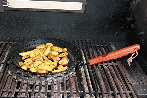 Santos Grillpfanne gelocht rund mit abnehmbarem Griff | Maße 30,5cm | pulverbeschichtet – Grillkorb, Gemüsekorb, Grillschale - 7