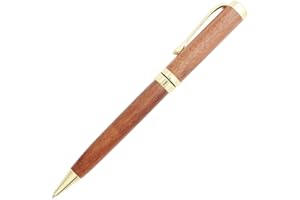 Gullor Stylo à bille rétractable en palissandre fabriqué à la main, stylo en bois naturel, clip d'or