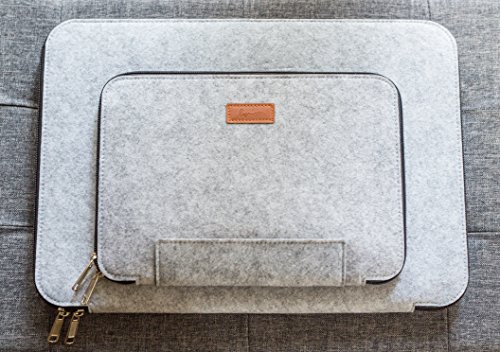 Laptop Tasche f  r 15 Zoll Laptop  Filztasche f  r Laptop  15 Zoll Notebook Tasche f  r Macbook Schutzh  lle   Zus  tzliches Fach au  en  Hellgrau Sch