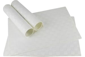 MATCHES21 HOME & HOBBY matches21 - Set di 4 tovagliette moderne, in plastica intrecciata, 45 x 30 cm, bianco/lavabile