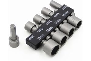 MYAYD Juego de 9 llaves de vaso,adaptador de 5 – 13 mm,vástago hexagonal de 1/4 pulgadas,adaptador de tuerca para taladro o atornillador inalámbrico,juego de puntas para destornillador inalámbrico