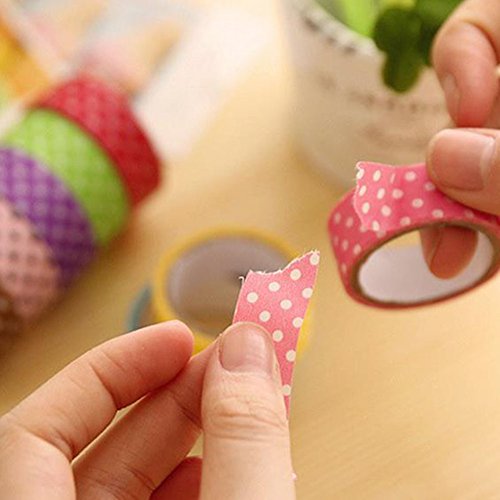 iTemer Washi Tapes Masking Tape Dekoratives Klebeband Punkte Muster 8Pcs (Jede Farbe eins) - 4