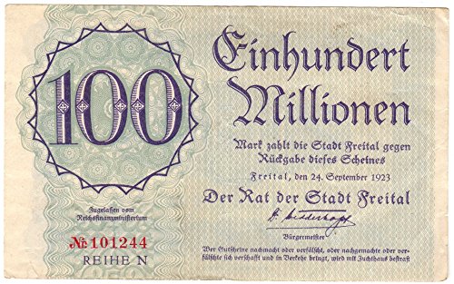 Preisvergleich Produktbild Banknoten 100 Millionen Mark, Stadt Freital, 1923, Nr. 101244