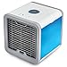 Produktbild Tragbare Mobile Klimaanlage Mini Raumluftkühler Luftbefeuchter und USB Luftreiniger Tischventilator 3 in 1 Luftkühler Klimagerät 7 Stimmungslichter für Büro Hotel Garage und Haus Reise , White , 17x17x17cm