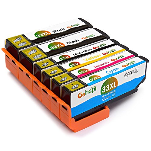 Gohepi 33XL Kompatibel für Druckerpatronen Epson 33XL 33, 2 Schwarz/Foto-Schwarz/Blau/Rot/Gelb 6er-Pack Arbeiten mit Epson XP-640 XP-530 XP-830 XP-645 XP-540 XP-900 XP-630 XP-635 Patronen