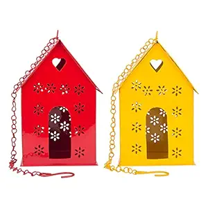 Nuha Hanging Metal Bird House/Hut Set of 2 -Bird House for Garden or Balcony, Sparrow Bird House, Garden Decoration, Hanging Bird House, Outdoor Decor, Home Decor, Garden D