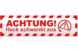 ‎KIWISTAR Kiwistar Achtung Heck schwenkt gestreift Magnetschild Schild magnetisch - 30cm Rot - Magnetfolie für Auto PKW Kfz