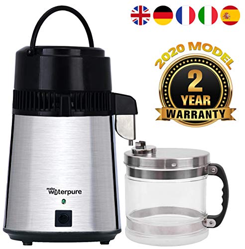 Destilador de agua, 100% acero inoxidable, nuevo modelo superior 2020, la mejor máquina purificadora de agua por Make Water Pure