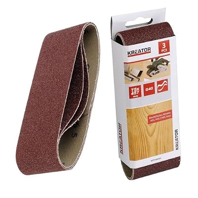 Kreator 03241003 Jeu de 3 Bandes abrasives sans fin 75 x 457 mm Grain 40