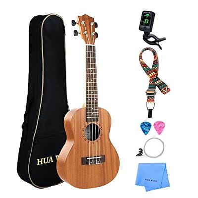 Hua Wind Ukulélé Concert 23 Pouces Acajou Cordes Ukulele traditionnel Naturel et Débutant Kit