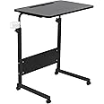 GRANDMA SHARK 60 x 40 cm Computer Desk, Gaming Desk, Rolling Table Bed Sofa for Laptop Height Folding Table with 4 Wheels (Black)