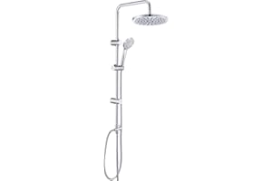 JOHO Columna de Ducha sin Grifo Para Baños Set Completo Altura Adjustable Acero Inoxidable con Alcachofa Mano y Cabezal Ducha Rociador Lluvia N-YTD20cm.