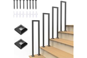 LIJYITF Main Courante pour Escalier U, Garde Corps Exterieur, Rampe Escalier Intérieur, Rampe en Forme de U, Noir Garde Corps en Métal pour Extérieur, Balcons, Couloirs. (Noir, U-100CM)