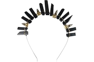 Soulnioi Natural Obsidian Crystal Headband Bronze Wire Wrap Antique Bronze Raven Irregular Obsidian Crystal Pillars Crown Headband for Gift of Party Birthday