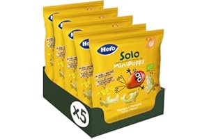 JNHCD Hero Solo Snack Mini Puff Mango, 100% Biologico, senza glutine, non fritti, da 8 mesi in su - Cartone da 5 confezioni x 18 g