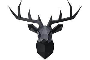 XYQXYQ Svart hjorthuvud väggskulptur, modern konst vägghängning, 3D väggdekor, galleri vardagsrum harts djur huvuddekoration