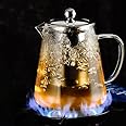 Small Glass Teapot with Infuser, Stovetop Safe, Blooming and Loose Leaf Tea Maker Set, with Removable Stainless Steel Infuser (550ml)