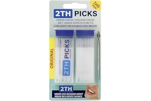 2TH Picks®. Bâtonnets inter Dentaires en Plastique Extra Souple et Résistant. Avec Double Fonction | Brosse Interdentaire + Grattoir de Gencives | Pack Économique de 120 Cure-Dents