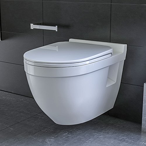 Wand Hänge WC / Design WC-Sitz / inkl. Soft-Close Funktion / Weiss / Keramik / Tiefspüler - 4