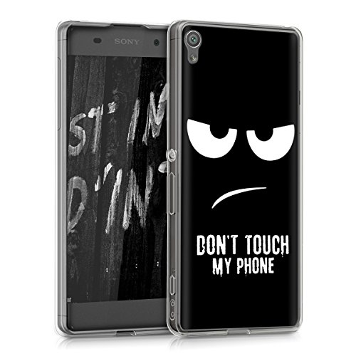 kwmobile Funda para Sony Xperia XA - Carcasa de  TPU  para m  vil y dise  o Don t Touch my Phone en  Blanco Negro 