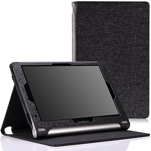 MoKo Lenovo Yoga 10 HD+/Yoga 10 Hülle Case - PU Leder Tasche Ständer Schutzhülle Ledertasche Etui Smart Cover mit Stylus-Halterung für Yoga 10 HD+ 10 Zoll HD Android 4.3 Jelly Bean Tablet,Schwarz