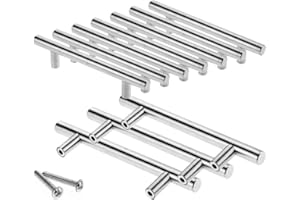 Shentian Cabinet Handles 10 Pcs 96mm Stainless Steel T bar Handle Kitchen Cup Board Cabinet Door Knobs,Brushed Nickel Stainless Steel Kitchen Cabinet New, Cabinet Pulls 96X150MM (Silver, 96 * 150mm)