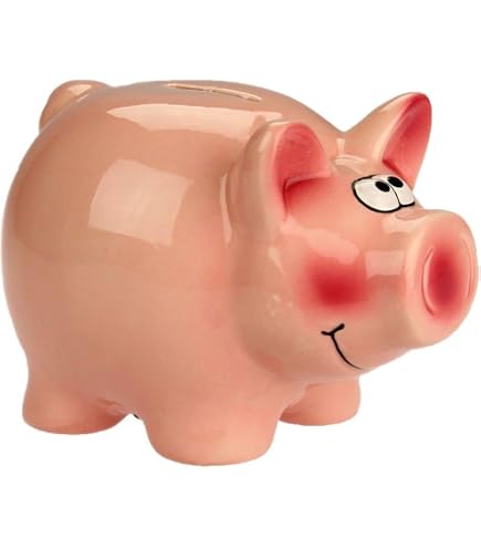 MIJOMA Salvadanaio in ceramica con serratura e chiave, design adorabile per bambini e adulti, ideale come confezione regalo per soldi e per la sicurezza dei fondi (maiale rosa