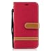 Produktbild Motorola Moto G5 Plus / G5S Plus Hülle, Hozor Bookstyle Leder Handyhülle mit Standfunktion Aufklappbar Schutzhülle Denim Flip Case Wallet Cover mit Kartenfächern - Rot