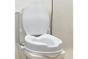 OrtoPrime Rialzo WC per Disabili con Coperchio - Altezza 10 cm - Alzawater Ortopedico con Sistema di Fissaggio Laterale di Sicurezza - Rialzo water Universale Regolabile