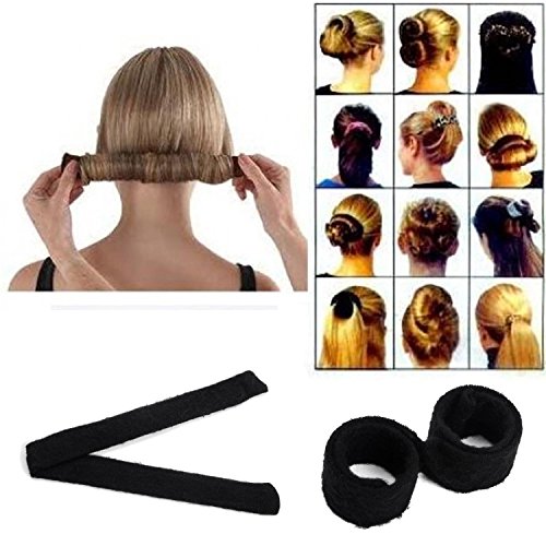 NALATI Fashion Hair Styling Disk Hair Donut Former Foam French Twist Magic DIY Tool Bun Maker(Black)