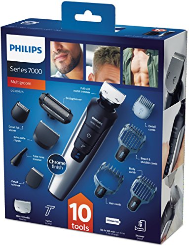 Philips QG3398/15 Multigroom-Set für Gesicht, Haare und Körper, 10 Aufsätze, schwarz/metall - 6