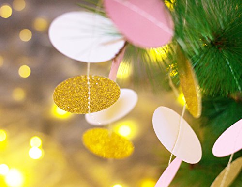 SUNBEAUTY 3 Meter Circle Garland Rund Girlande Geburtstag Deko (Gold Rosa Weiß) - 3