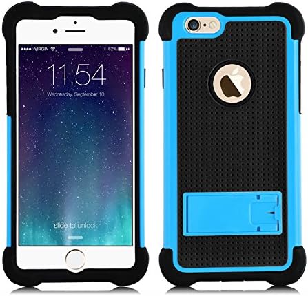 [ iPhone 6s Case] SOOPER Defender Heavy Duty Protective Hard Full Body Cover Case For Apple iPhone 6s / iPhone 6 - (Blue with Kick Stand)