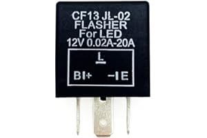 JZK Relé indicador intermitencia lámpara LED, intermitente señal giro 12 V y 3 pines, tipo B.L.E, carga independiente CF13, relé indicador ajustable para automóvil, vehículo y motocicleta.