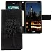 Produktbild Huawei Mate 10 Pro Hülle, CLM-Tech Tasche aus Kunstleder Wallet Case - Schutzhülle [Standfunktion] [Magnetverschluss] [Kartenfächer] [Handschlaufe] Flip Cover - Bookstyle Handy Flipcase Baum Eule schwarz, PU Leder-Tasche für Huawei Mate 10 Pro Lederhülle