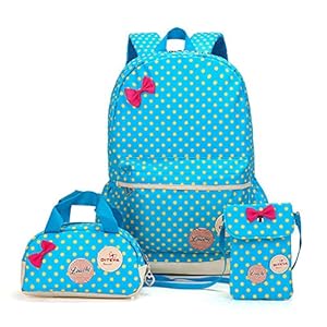 Bcony Conjunto de 3 Dot Lindo Las Mochilas Escolares/Bolsas Escolares/Mochilas Infantiles niños niñas Adolescentes + Mini Bolso + Bolso Crossbody