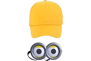 EFOT 2 Pieces Minio Goggles set Minio Glasses Goggle Eyes Glasses Fancy Dress Costume Goggle Eyes Goggles Kids Boys Girls Yellow Cap for Christmas Halloween Festive Party Dress Up