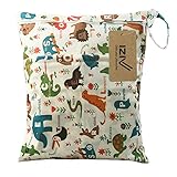 iZiv(TM) Wasserdichtes Baby Wiederverwendbare Nass und Trocken Windel Beutel Organisator Beutel 2 Reißverschluss Printing Wickeltasche