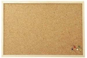 Bargain Factory Cork Board Notice memo Label Instructions Rules pin 5 Push Pins Classic Wood Natural Frame Office, School, Home (40 x 30 CM)