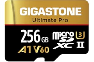 [5-letnia bezpłatna odzyskiwanie danych] Gigastone karta micro SD 256 GB, Ultimate Pro, karta pamięci MicroSDXC do aparatu, R/W do 280/180 MB/s, UHS-II U3 A1 V60 C10, z adapterem