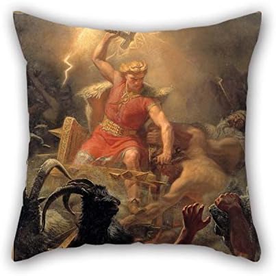 Throw Pillow Case 20 X 20 Inches / 50 By 50 Cm(twice Sides) Nice Choice For Kitchen Monther Family Pub Dance Room Husband Oil Painting M?rten Eskil Winge - Tor's Fight With The Giants