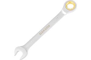 DAKCOS Kombi-Ratschenschlüssel 17mm - Ratschenringmaulschlüssel aus CR-V mit mattierter Chromoberfläche