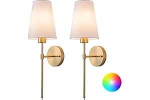 Aiehnid Battery Operated Wall sconces Set of Two,Wall Light Decor with Remote Control,RGB Wall Lights fixtures Wireless,Wall sconces for Bedside,Bedroom,Living Room(Color : Gold)