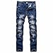 Price comparison product image Ba Zha Men's Stretchy Ripped Skinny Biker Jeans Destroyed Taped Slim Fit Denim Pants Fitness Sports Stitching Design Slacks Drawstring Apparel Jogging Casual Sport Trousers (34, Blue)