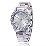 Mädchen Armbanduhr Traumzimmer Frauen Arbeiten Rostfreier Stahl Armband Analoge Quarz Runde Golden Uhren Business Fine Wasserdicht Freizeit Golden und Silber Uhr Quartz Glitzer Dial (Silber)
